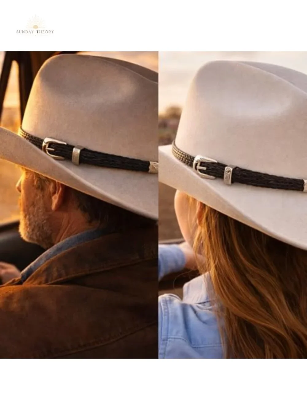 Horsehair Hat Band for Cowboy Hats, Adjustable Braided Ends, Western Style,